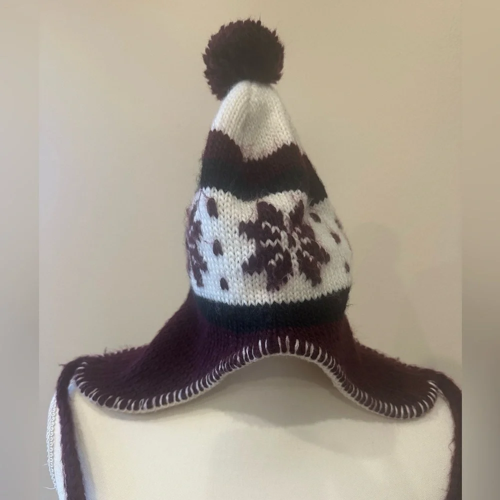 Kids Fair Isle Snowflake Trapper Hat Fleece Lined Pom Pom Ear Flap Winter Beanie